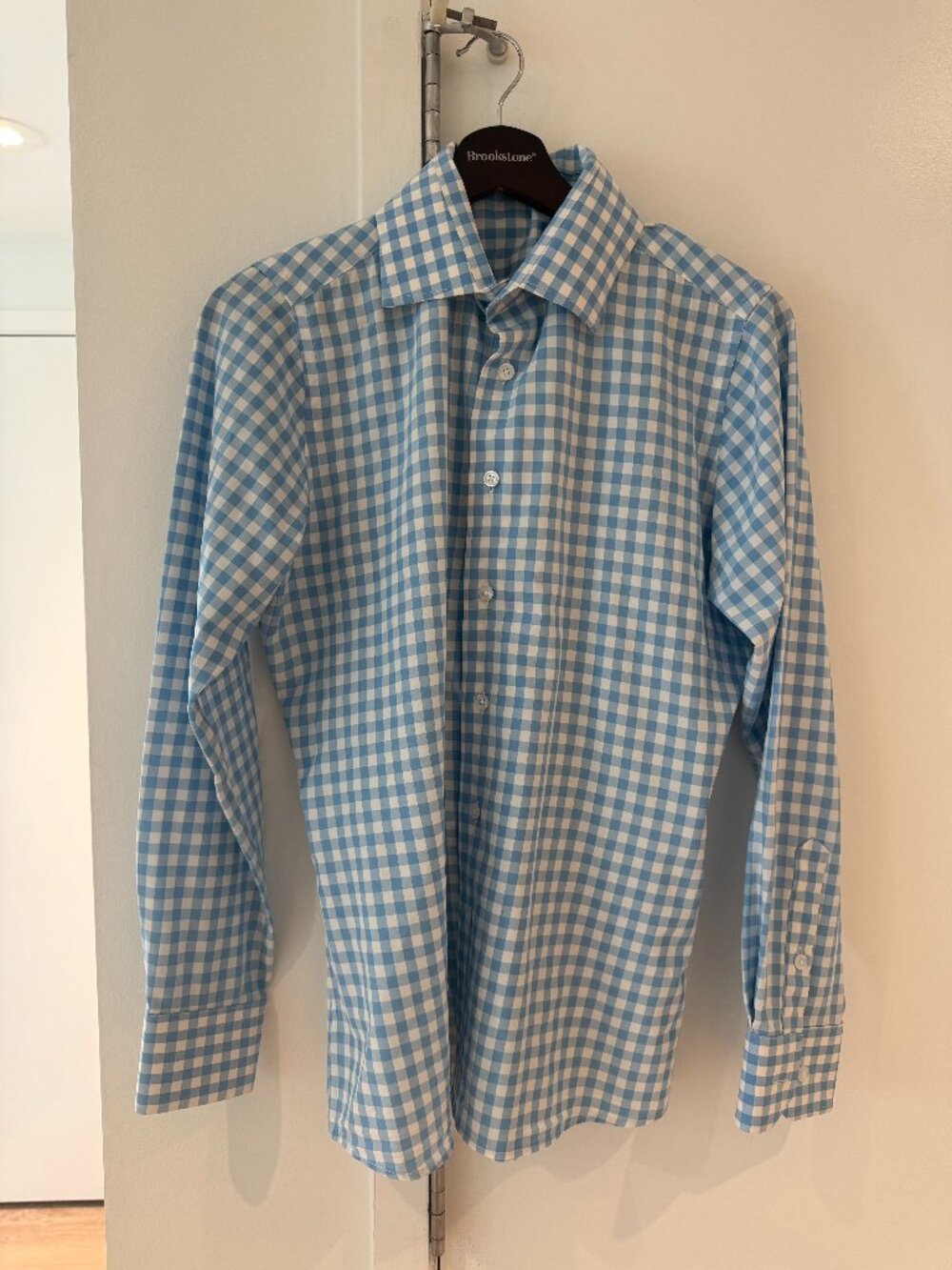 State & Liberty Blue Gingham Check Dress Shirt Size Small